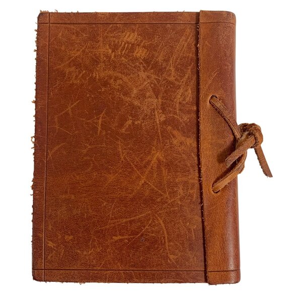 Handcrafted Embossed Leather Bound Journal Notebook Unlined Stamped Pages Mini - Picture 2 of 10